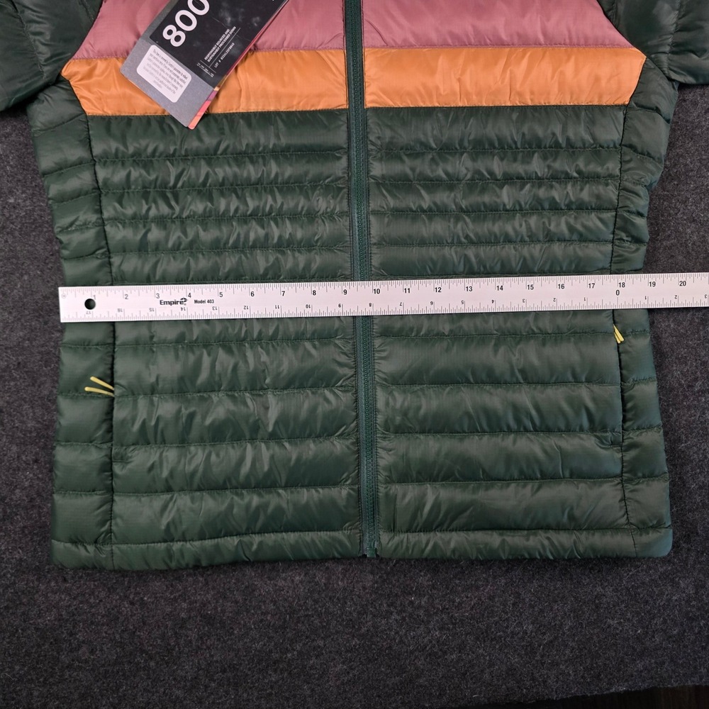 Cotopaxi Green Fuego Down Hooded Jacket Cargo Stripes 800 FP Colorblock Womens S - Picture 6 of 16